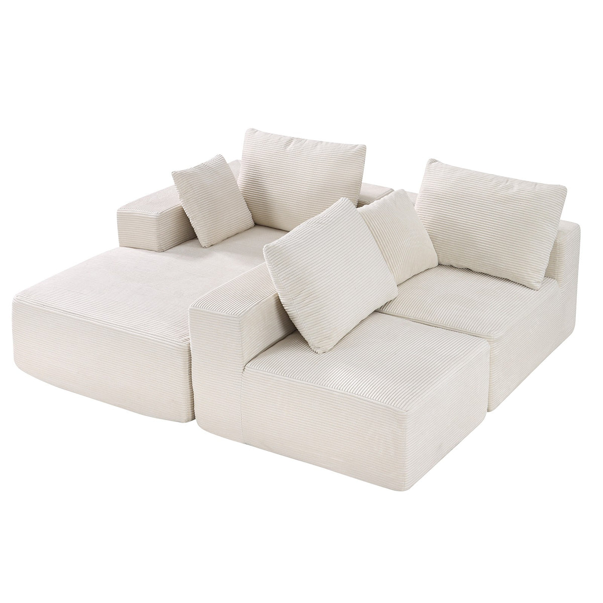 Canapé modulable en L en velours côtelé – Confort et design