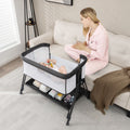 Lit Cododo Bébé Réglable 7 Positions avec Matelas, Roues et Rangement