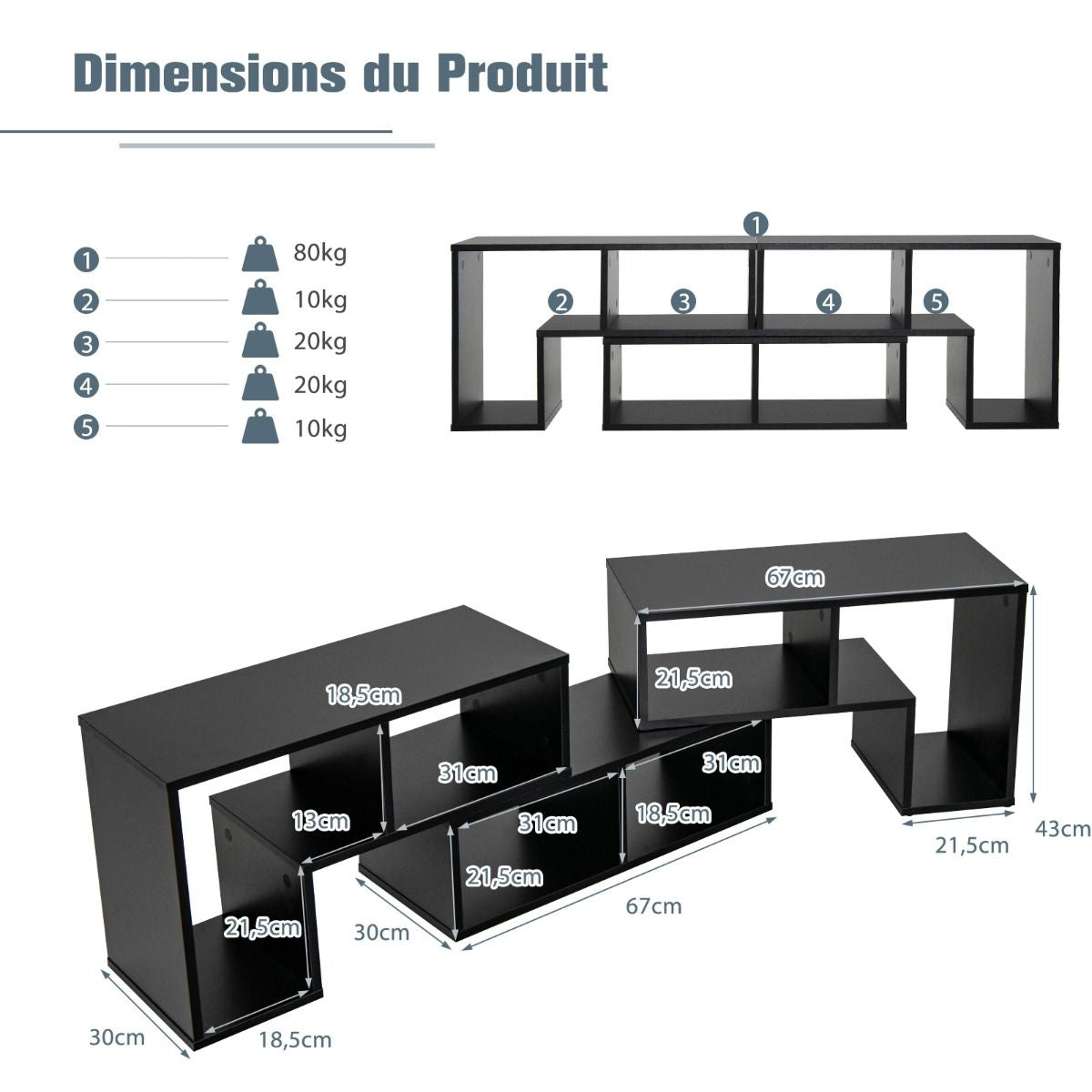 Meuble TV Modulable 3 Pièces – Design Minimaliste