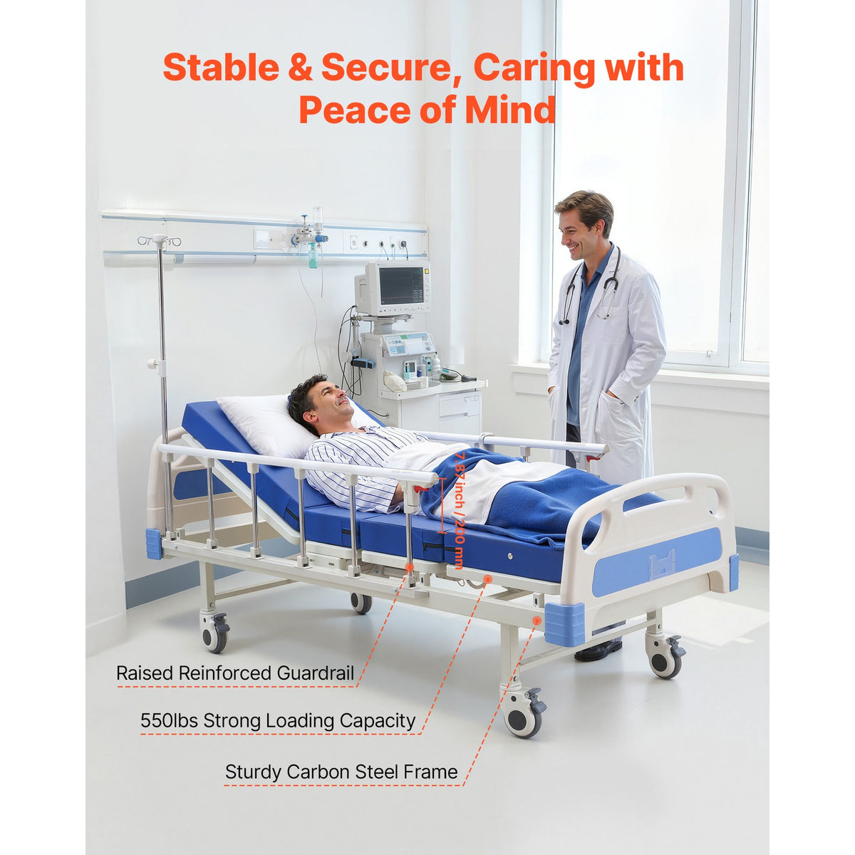 Lit médicalisé électrique 2 fonctions avec matelas haute densité