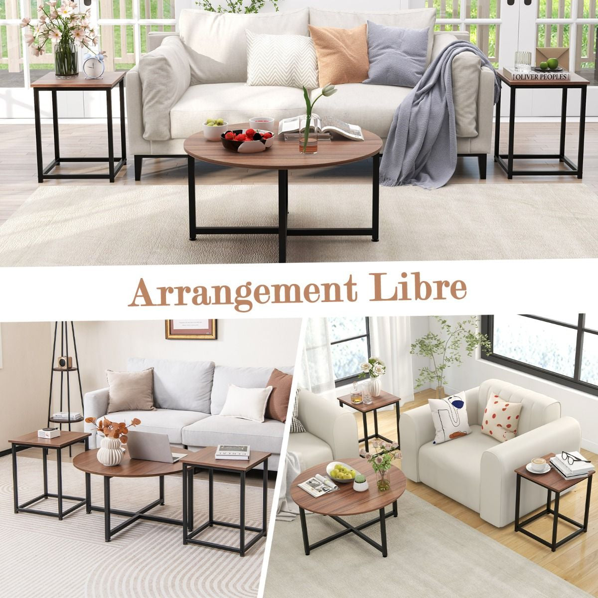 Ensemble de 3 Tables Basses et Tables d’Appoint – Design Moderne