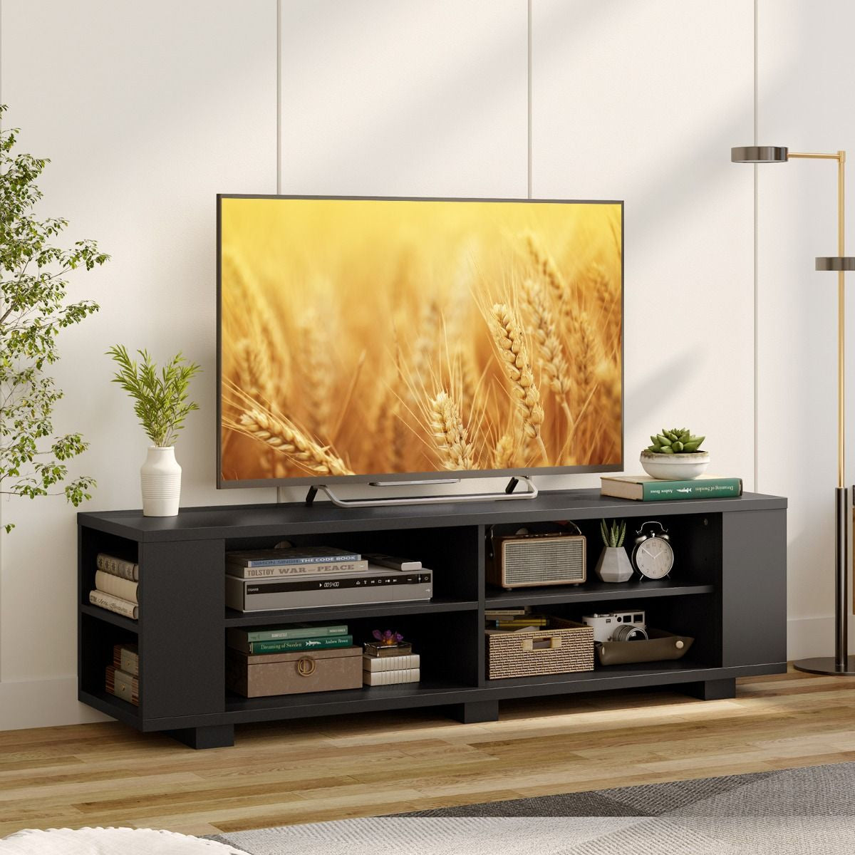 Meuble TV avec Rangements et Étagère Réglable /  150cm
