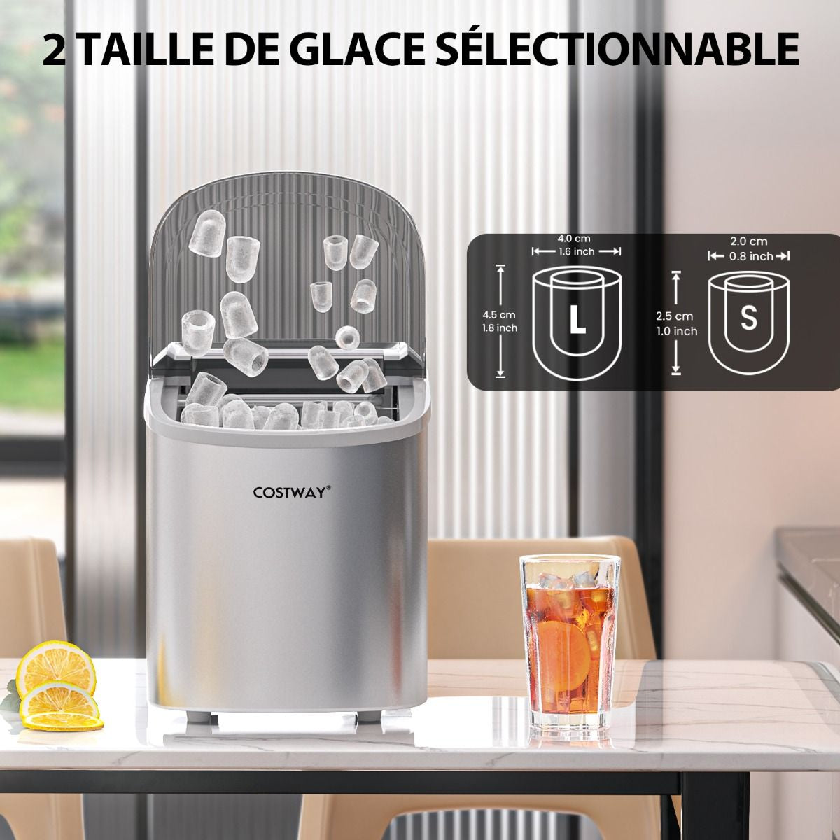 Machine à Glaçons Portable 12 kg/24 h – 2 Tailles de Glaçons
