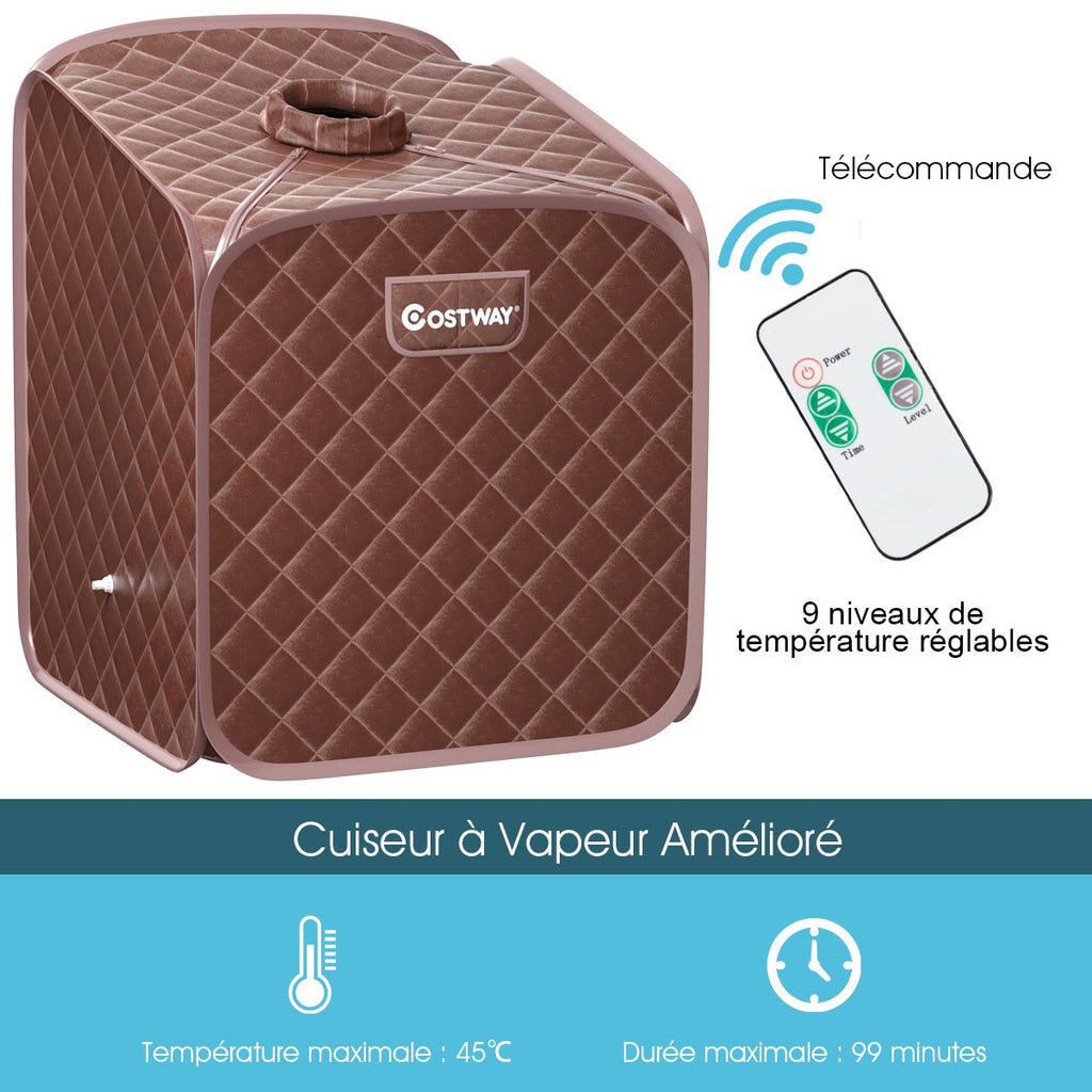 Sauna Spa à Vapeur Portable avec télécommande et accessoires