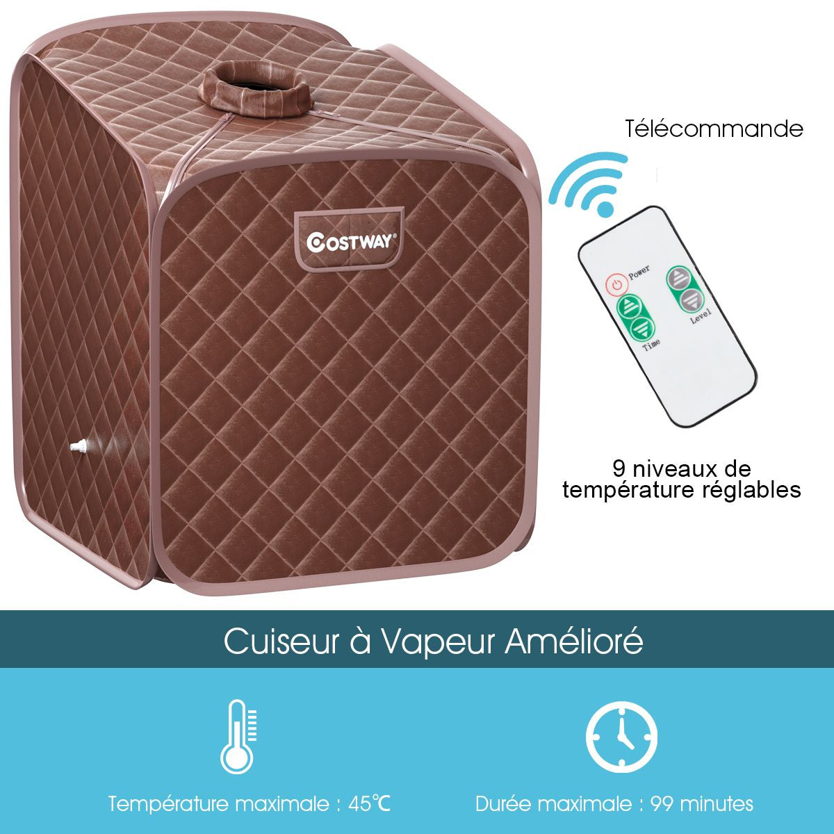 Sauna Spa à Vapeur Portable avec télécommande et accessoires