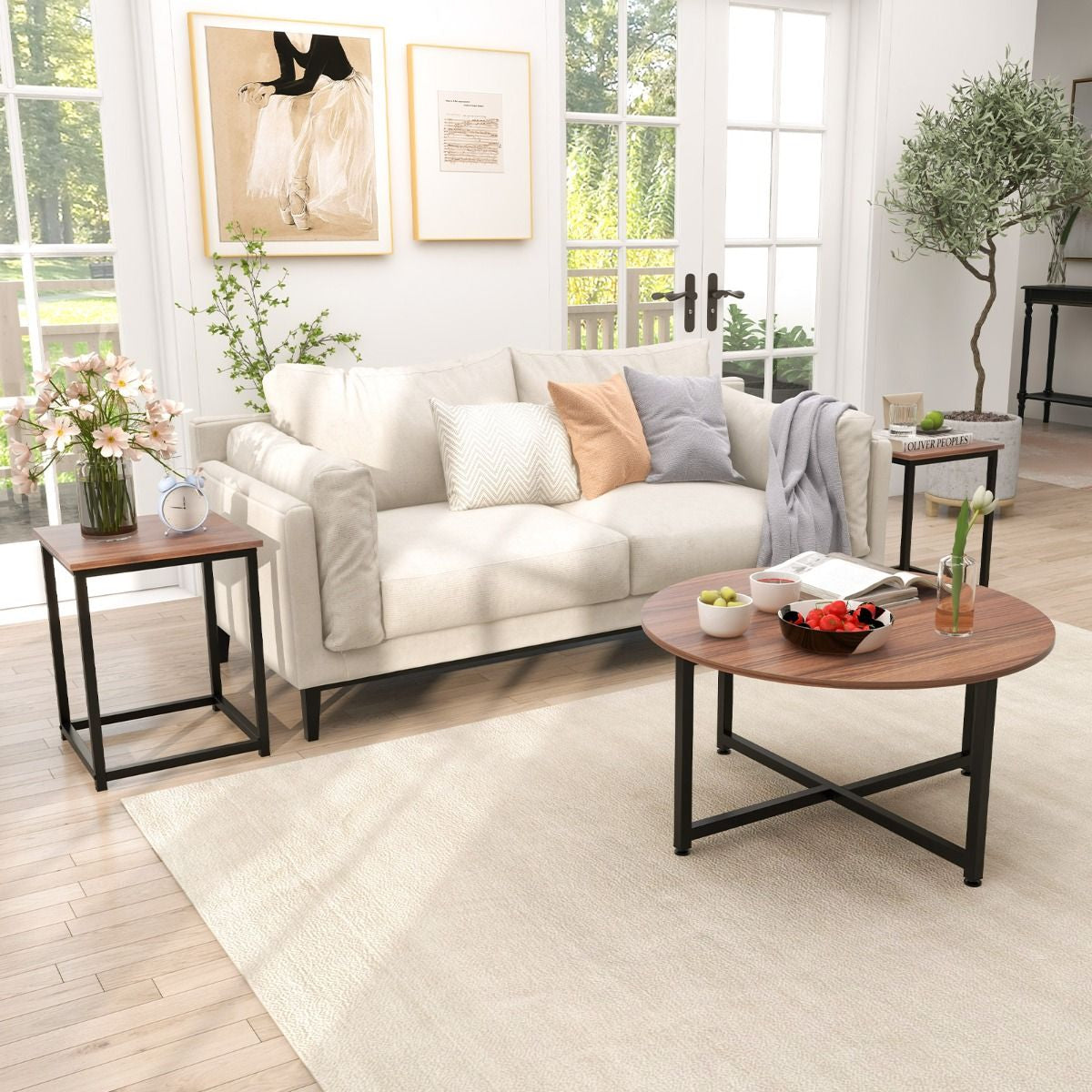 Ensemble de 3 Tables Basses et Tables d’Appoint – Design Moderne