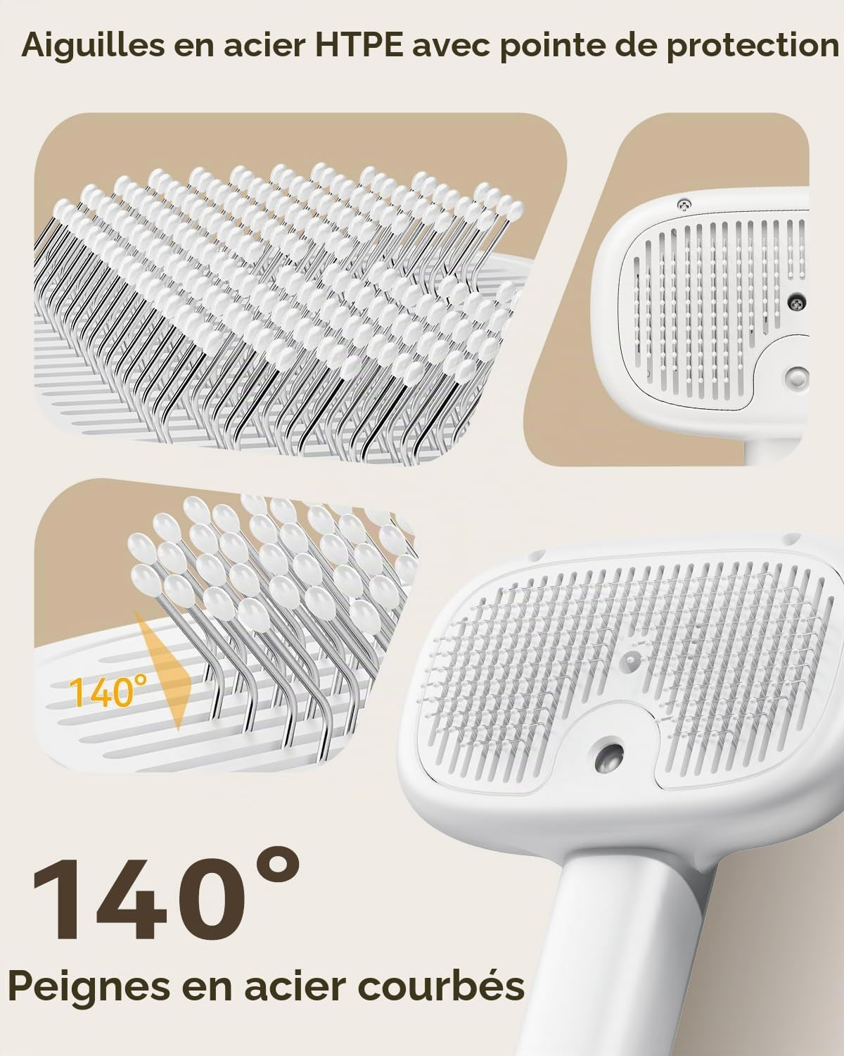 Brosse Vapeur 3-en-1 pour Chat et Chien