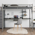 Lit Mezzanine En Métal Avec Bureau et  Etagères 