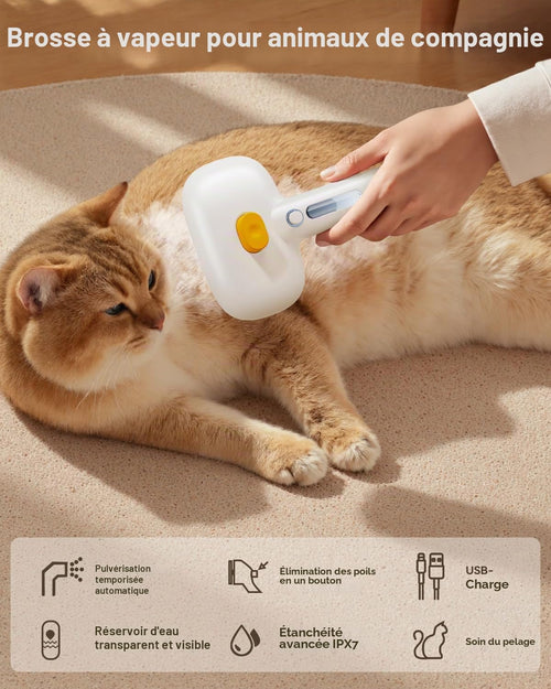 Brosse Vapeur 3-en-1 pour Chat et Chien