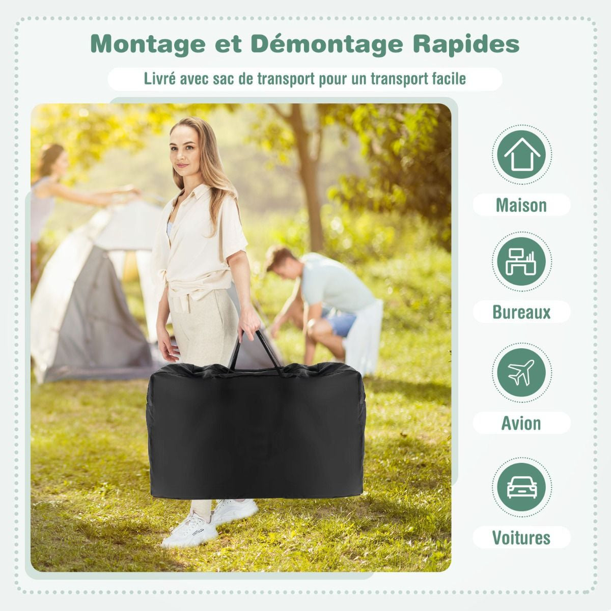 Lit Cododo Bébé Réglable 7 Positions avec Matelas, Roues et Rangement
