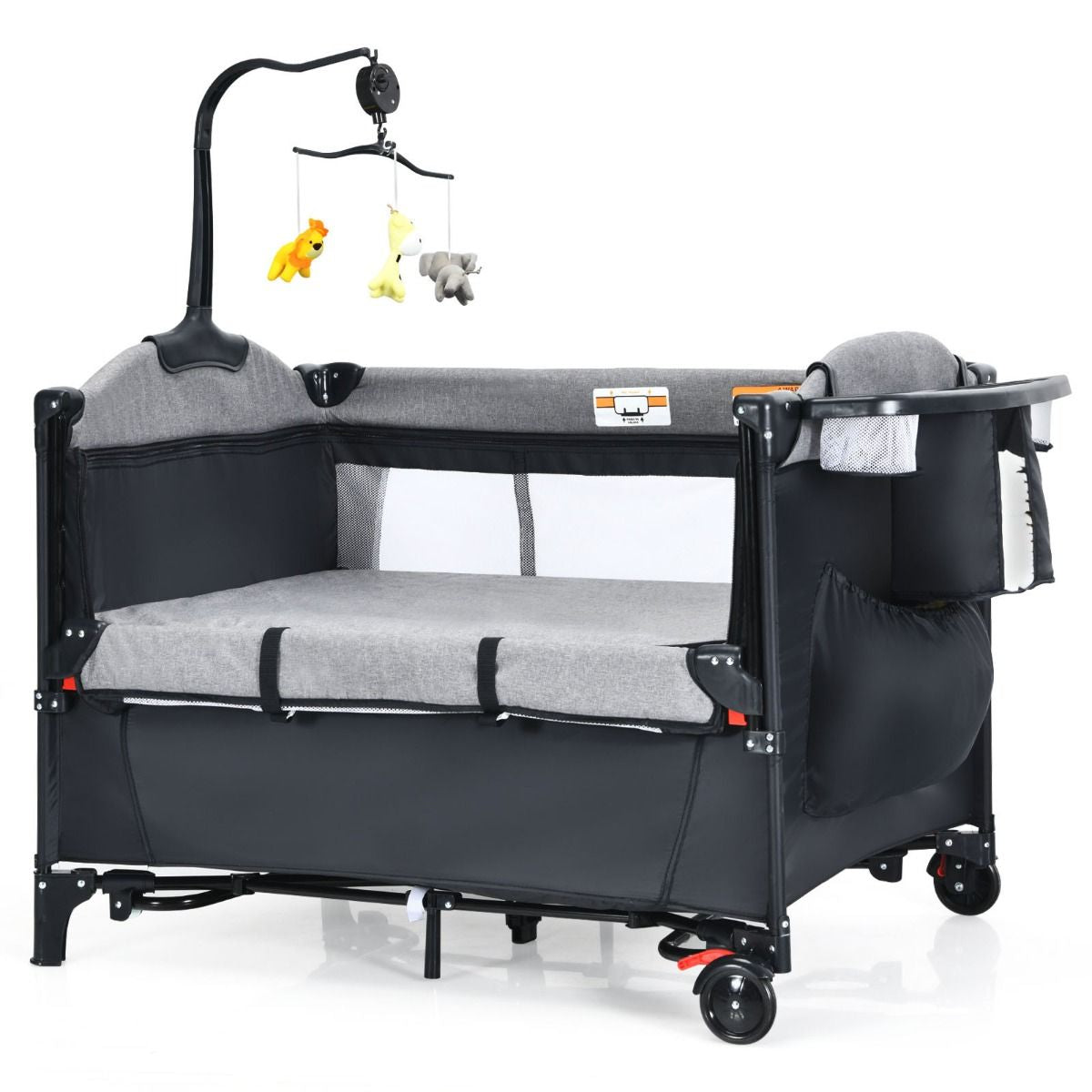 Parc Bébé 5-en-1 avec Table à Langer, Lit Cododo et Espace de Jeu