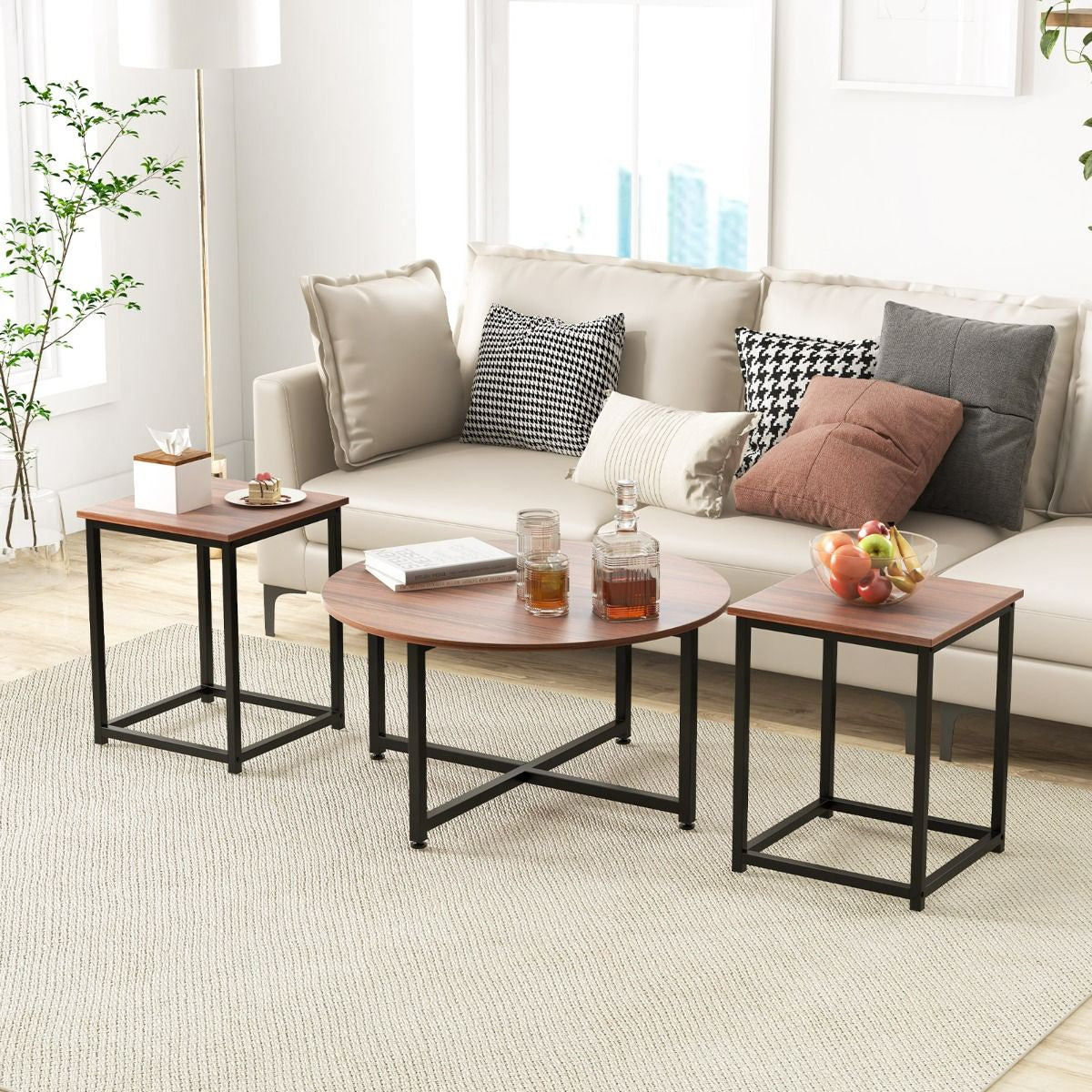 Ensemble de 3 Tables Basses et Tables d’Appoint – Design Moderne