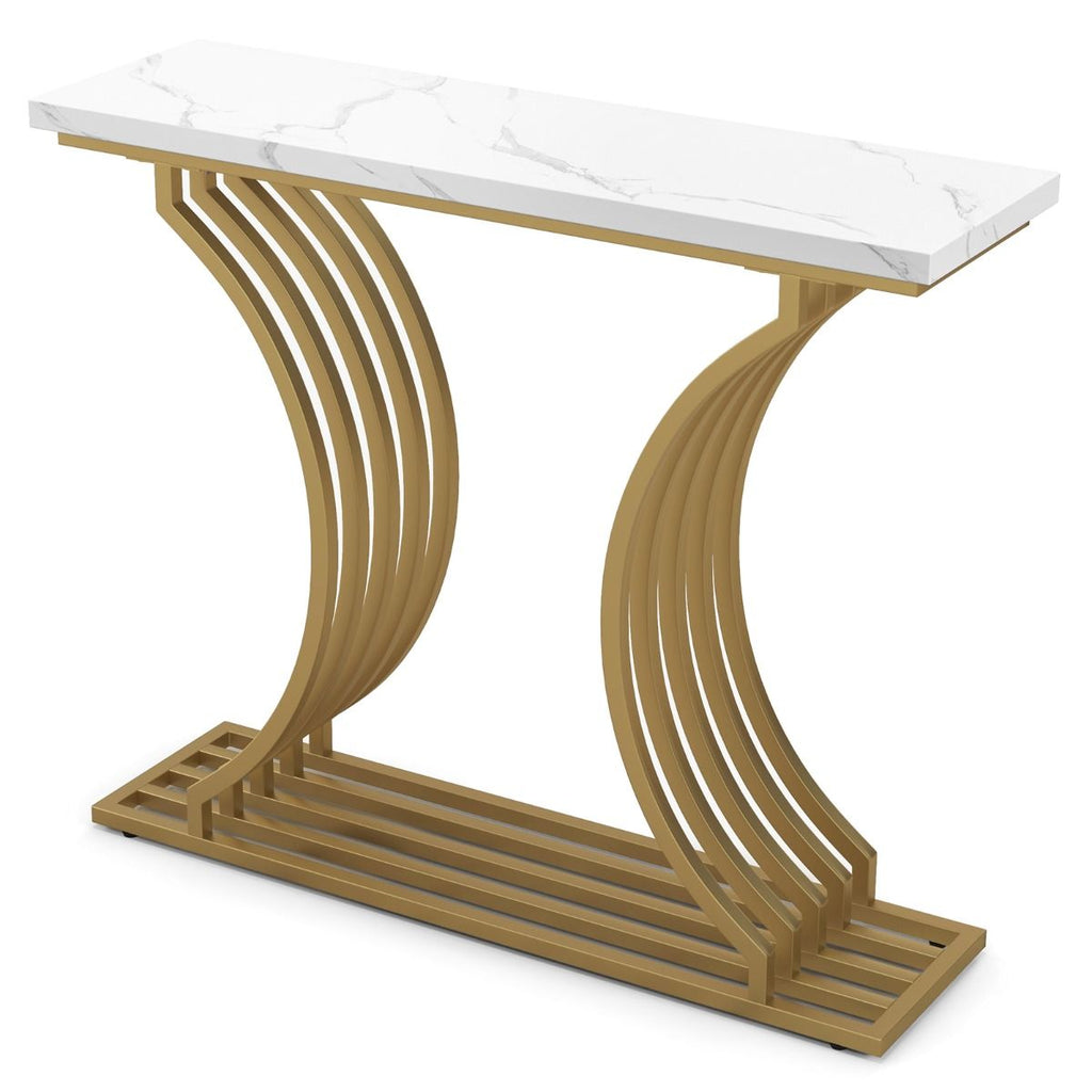 Table Console Marbre Cadre En Métal Doré 