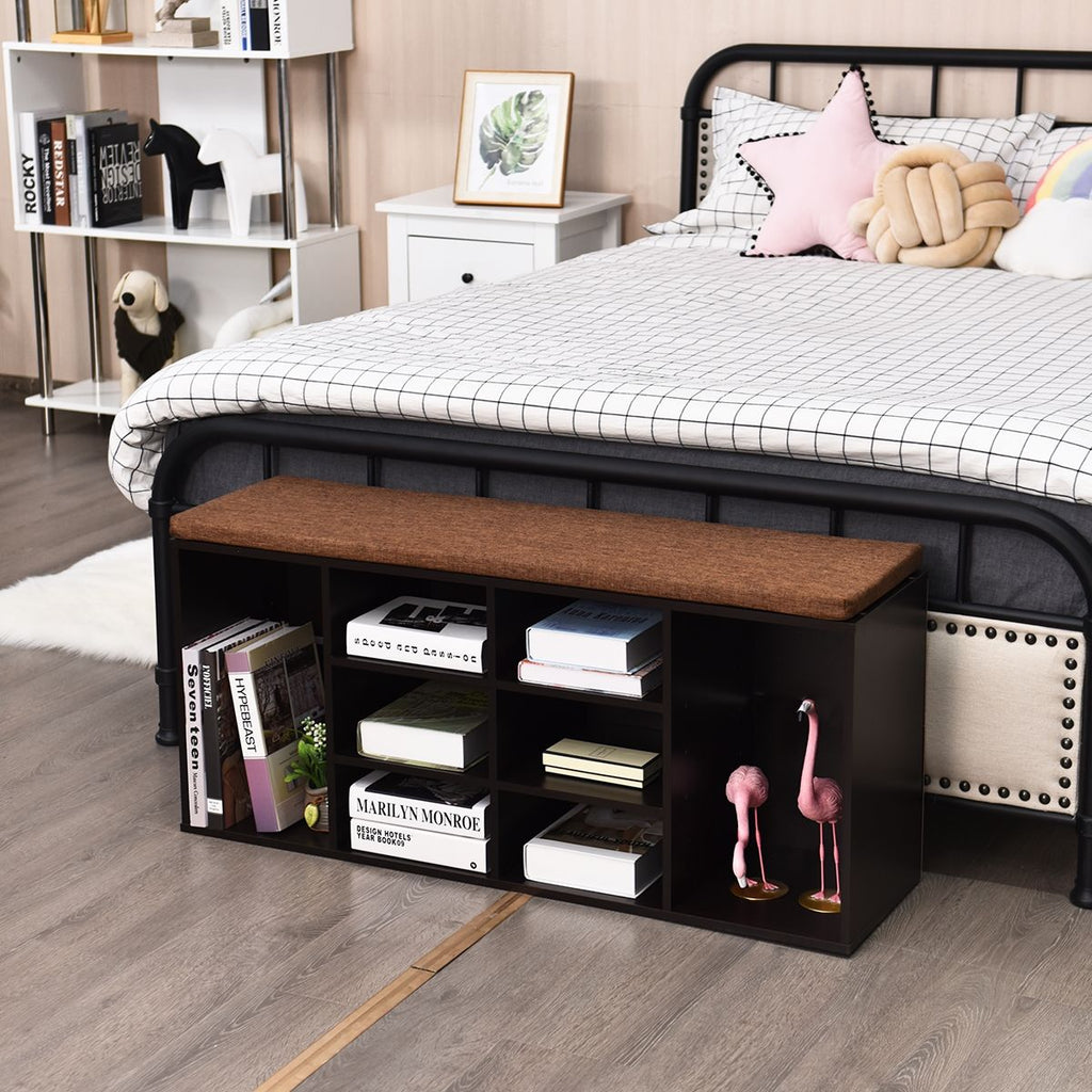 Banc à Chaussures avec Coussin Rembourré et Rangements